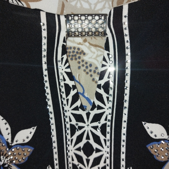 JM COLLECTION blouse with print size large tops Long sleeves - Picture 7 of 15